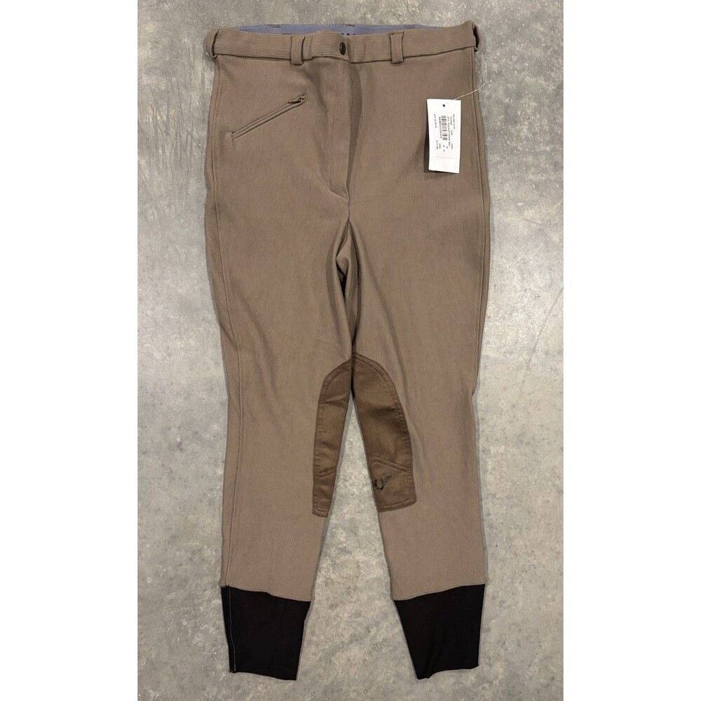 TuffRider Breeches Womens 34 Taupe Equestrian Pants Horseback Riding Knee Patch